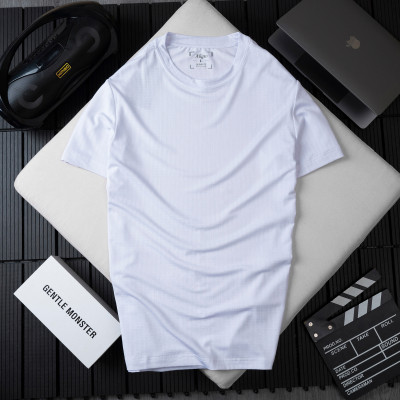 Áo phông nam ngắn tay ALIGRO chất vải cotton ô chấm màu trắng năng động ALGAPC073