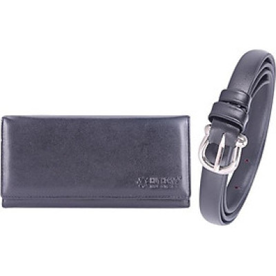 Bộ Thắt Lưng Và Ví Nữ Da Bò Huy Hoàng HT5110-HT3120 (Đen)