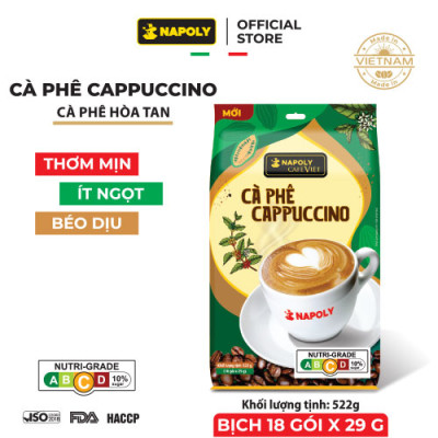 Cà Phê CAPPUCCINO Napoly Coffee Arabica/Robusta Hòa Tan Giữ Hương Vị Cà Phê, Đậm Đà, Thơm Béo Của Sữa
