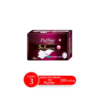 Combo Hộp Bông Tẩy Trang PUFFME 5in1 Cao Cấp 5 Lớp, 80 Miếng/Hộp