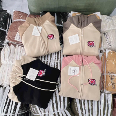 Áo khoác của nữ dây kéo Gấu Raplag Hình Thêu xinh xinh đẹp-A2074