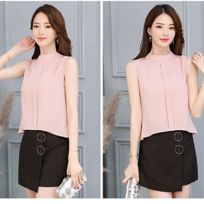 Áo Kiểu không tay Phối bèo Màu Hồng Phong CáchThời Trang Mùa Hè Cho Nữ Haint Boutique ALE05