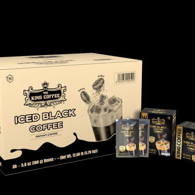 King Coffee Cà Phê Hòa Tan Đen Đá - Có Đường - Hộp 160g (10 gói x16g) Mạnh như cà phê rang xay