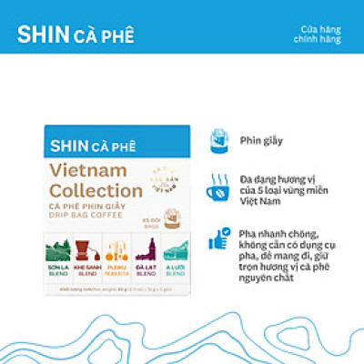 Cà phê VN Collection - SHIN Cà Phê - Phin giấy - Hộp 5 gói