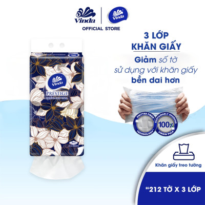 [MUA 1 THÙNG KHĂN TREO TƯỜNG TẶNG 3 GÓI  + 1 ẤM TRÀ] Khăn giấy treo tường cao cấp Vinda Prestige 4D 3 lớp 212 tờ