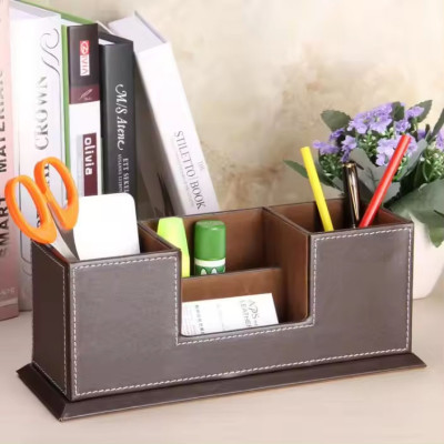 Cốc cắm bút đôi bằng da cao cấp