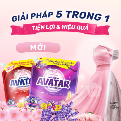 Combo 2 Túi Nước Giặt Xả Vải Hương Hoa Anh Đào Avatar (Túi/2kg2)
