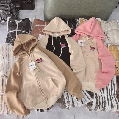 Áo khoác của nữ dây kéo Gấu Raplag Hình Thêu xinh xinh đẹp-A2074