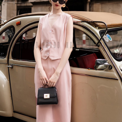 Set áo gile hồng NGADO