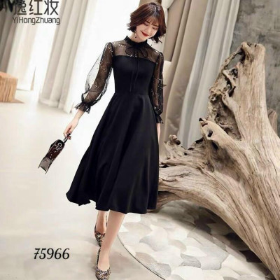 Đầm Xòe Dáng Dài Phối Tay Lưới_V13