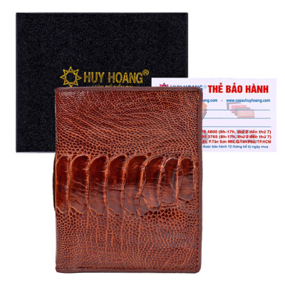Ví nam Huy Hoàng da đà điểu da chân kiểu đứng màu nâu đỏ, vàng bò, đen, nâu đất HT2411-12-13-15 