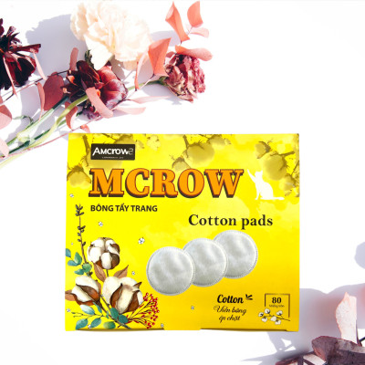 Bông tẩy trang tròn ép viền hộp 80 miếng MCROW 
