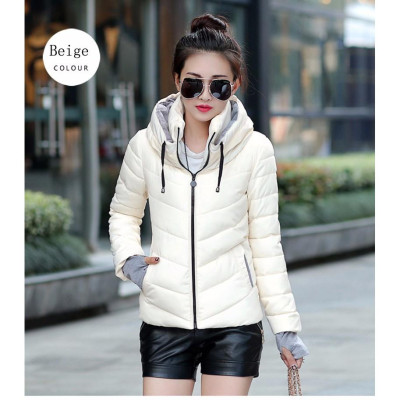 ÁO PHAO NỮ CHẦN BÔNG 3 LỚP CỔ CAO CÓ NÓN  AP03-TRẮNG KEM