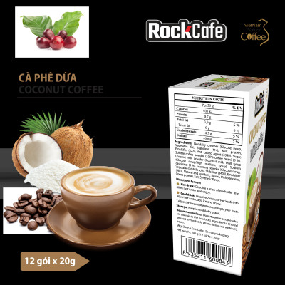Cà phê dừa ROCKCAFE (Hộp 12 gói)
