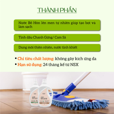 Nước Lau Sàn Hữu Cơ Bồ Hòn ECOCARE 1L-4L Hương Cam Sả/Chanh Gừng Đuổi Muỗi Đuổi Côn Trùng, Khử Mùi Hiệu Quả