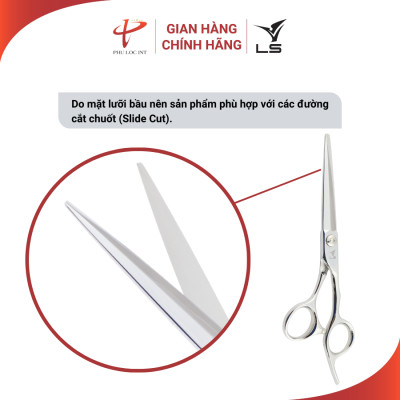Kéo chuốt tóc VLS CS23 lưỡi sword cong quai offset vênh đỡ ngón cố định - Hàng chính hãng