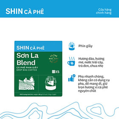 Cà phê Sơn La Blend - SHIN Cà Phê - Phin giấy - Hộp 5 gói