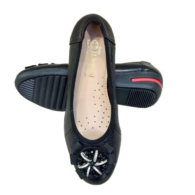 Giày Nữ Búp Bê Đế Xuồng HÀ NAM Da Bò Thật Cao Cấp 4cm GBBN2064