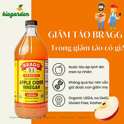 Dấm táo BRAGG Hữu cơ Nhập khẩu USA chai 946ml