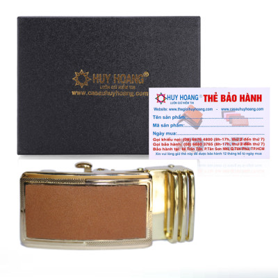 HC9113-14-34 - Đầu khóa da bò Huy Hoàng 3,5 phân đầu vàng màu đen, nâu, vàng bò