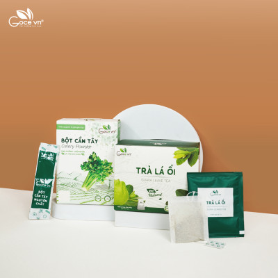 Combo Khỏe dáng, Đẹp da (1 hộp Trà lá ổi túi lọc 40g, 1 hộp Bột cần tây 72g)