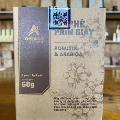 [05 túi lọc*12gr] Cà phê phin giấy AEROCO, hộp 60g, nguyên chất 100% rang mộc hậu vị ngọt thơm quyến rũ