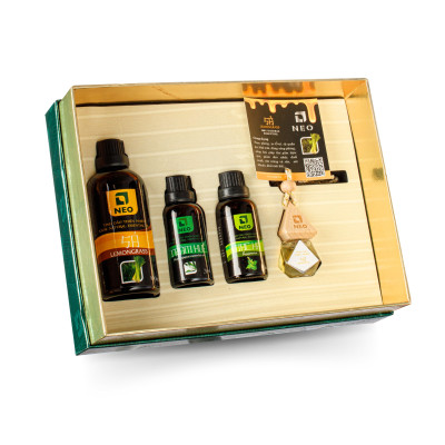 Combo Tinh dầu thiên nhiên NEO gồm 100ml Sả  + 30ml Tràm Huế + 30 ml bạc hà + 8ml (Quế hoặc Sả)