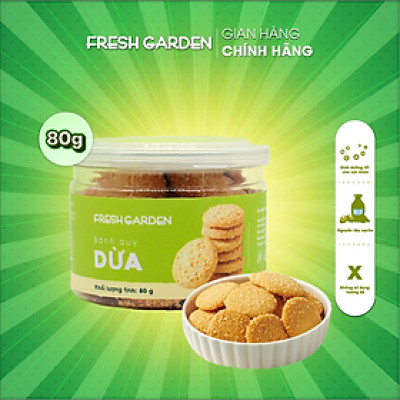 Bánh Quy Dừa Ăn Vặt FRESH GARDEN Vị Dừa Thơm Ngon Giòn Tan Ngay Trong Miệng Hộp 80G