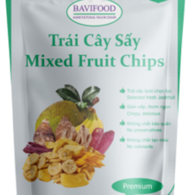 [ Combo: thùng = 10 gói x 100 grs/gói ]  05 Gói Mít Sấy và 05 Gói Trái Cây Sấy Chân Không (Mixed Fruit Chips), Giòn Xốp Tự Nhiên – BAVIFOOD, Khối Lượng: 1 kg (thùng = 10 gói x 100 grs/gói) – Premium