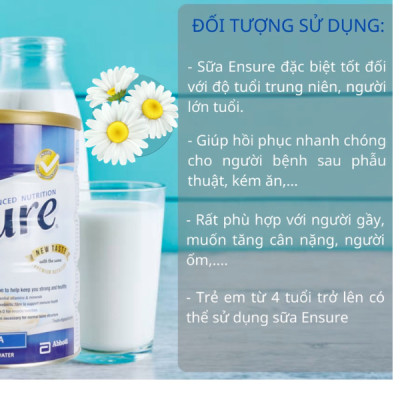 Sữa Ensure Úc cho người già, người gầy yếu suy dinh dưỡng, người sau phẫu thuật, cung cấp dinh dưỡng giúp hồi phục sức khỏe - OZ Slim Store -850g/lon