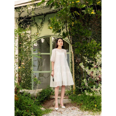 Đầm Suông 3D Can Ren Thang De Leah 