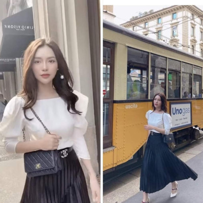 ÁO CỔ THUYỀN TAY PHỒNG MYNA