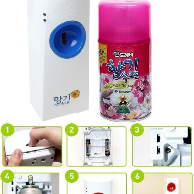 Bộ máy xịt phòng tự động Sandokkaebi + Chai xịt phòng hương nước hoa 300ml hàng nội địa khẩu Hàn Quốc