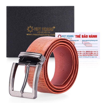 HP4429-30-31-32 - Thắt lưng nam da đà điểu Huy Hoàng trơn 4P đầu kim màu đen, nâu đất, nâu đỏ, vàng