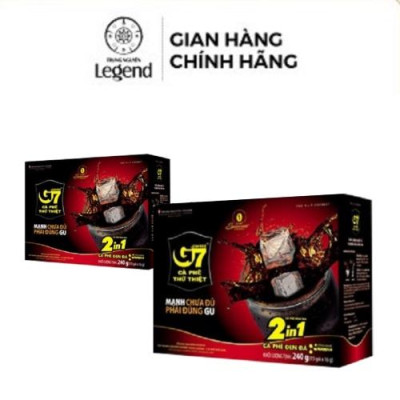 Combo 2 Hộp Cà Phê Hòa Tan Đen G7 2in1 - Hộp 15 gói - Trung Nguyên Legend (Gu mạnh, có đường)