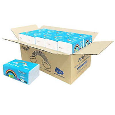 Thùng 30 gói khăn giấy rút cầu vồng MyLan 3 lớp siêu dai, mềm mịn, không tan trong nước