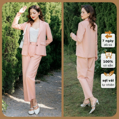 Set bộ áo vest nữ và quần dài ống đứng sang chảnh, quý phái, form đẹp chuẩn Hàn bv02