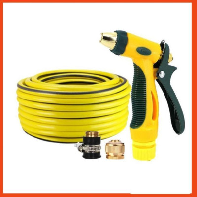 Bộ dây vòi xịt nước rửa xe, tưới cây tăng áp 3 lần,loại 3-5M (nối đồng nhựa đen) 206317