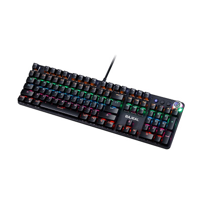 Bàn phím cơ có dây BAJEAL chơi game có đèn nền LED,di chuyển với Công tắc màu xanh