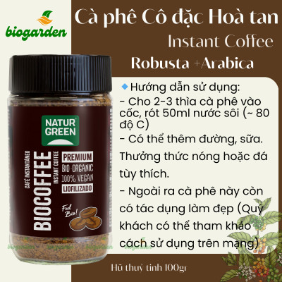 Cà phê hòa tan nguyên chất hữu cơ 100gr - NaturGreen