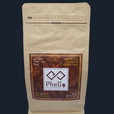 Cà Phê Rang Xay Mộc PheGo - 100% Robusta Thượng Hạng (500gr)