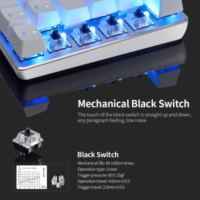 Bàn phím cơ Ajazz AK33 82 Phím BT & chế độ kép có dây USB Đèn nền đơn sắc phù hợp với văn phòng chơi game - Màu trắng (đỏ)