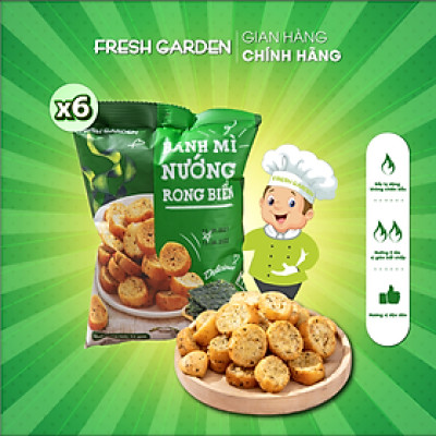 Set 6 Gói Snack Bánh Mì Nướng Rong Biển FRESHGARDEN Siêu Ngon Giòn Rụm Dinh Dưỡng Gói 52g