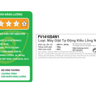 Máy giặt LG AI DD Inverter 10 kg FV1410S4W1 - Hàng Chính Hãng (Chỉ giao HCM)