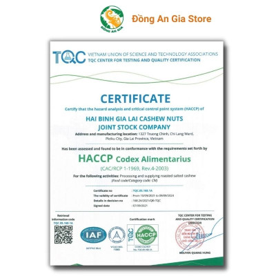 Hạt điều rang củi gói Hải Bình 40g