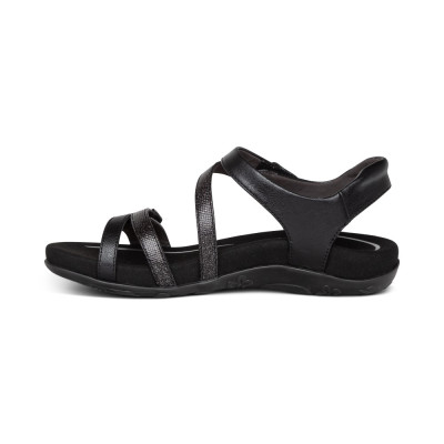 Sandal sức khỏe nữ Aetrex Jess Black - giày quai hậu ôm vòm chân, đệm memoryfoam