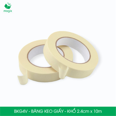 BKG4V - Block 12 cuộn băng keo giấy khổ 2.4cm x 10m - Băng dính giấy viết được, chặn màu sơn