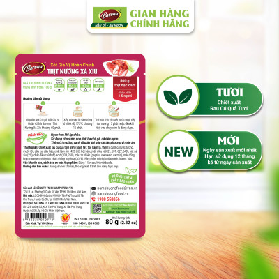 Combo 5 gói Gia Vị Thịt Nướng Xá Xíu Barona 80g tươi ngon chuẩn vị không cần nêm nếm