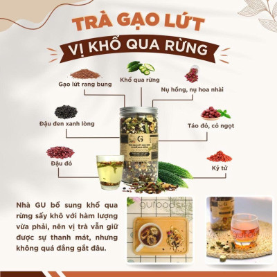 [Vị Khổ Qua Rừng] Combo 2 Hộp Trà Gạo Lứt Đậu Đen GUfoods 500g - Thanh Nhiệt, Giải Khát, Cải Thiện Giấc Ngủ