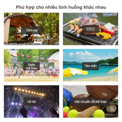 Xe kéo dã ngoại, ngoài trời, du lịch, cắm trại, picnic, đa năng bánh xe rộng có khóa cố định dung thích 230l gấp gọn